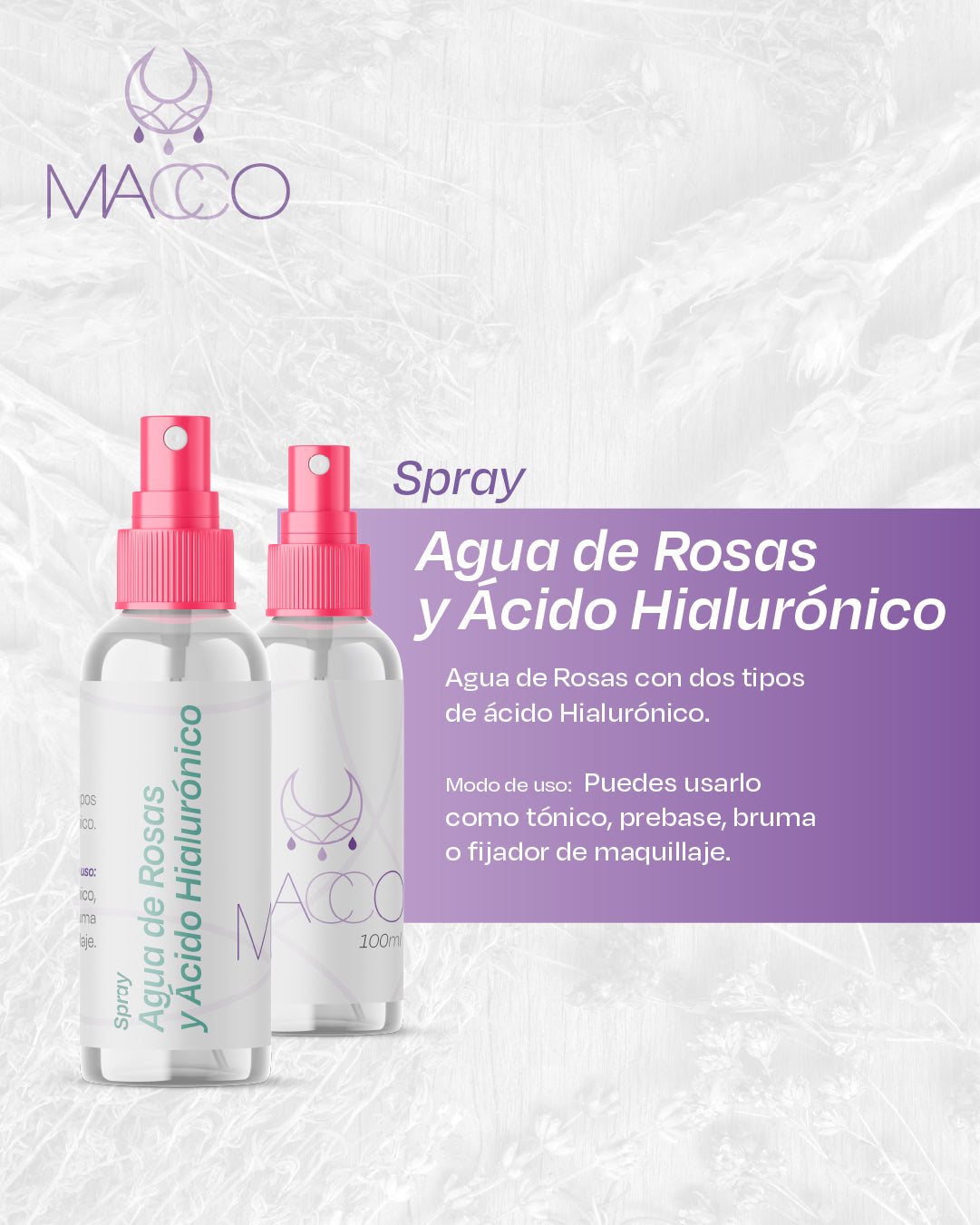 Spray Agua de Rosas y Ácido Hialurónico